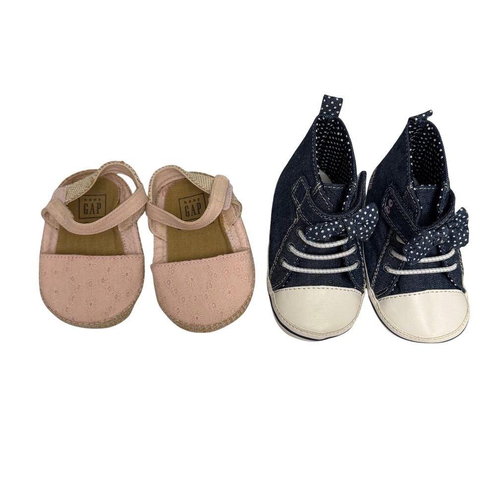 Baby Gap Pink Eyelet Espadrilles & Surprize Stride Rite Denim Sneakers 6-12M